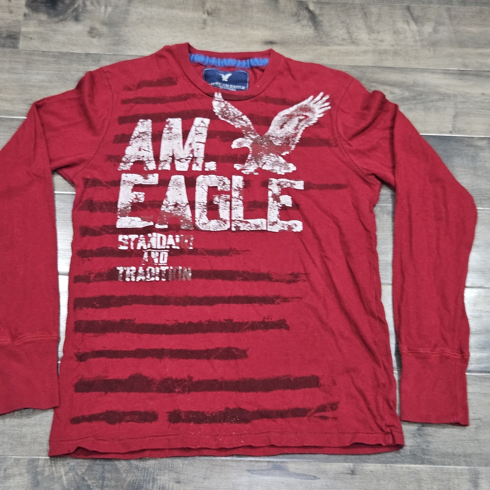 American Eagle Outfitters Kids Red Graphic Long Sleeve Tee